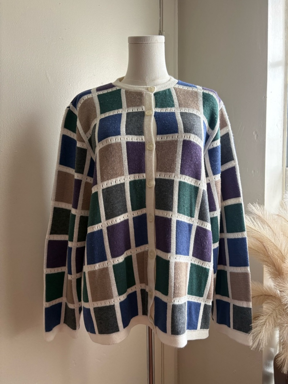 alfred dunner color block cardigan sweater